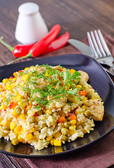 Image showing rice with meat and vegetables