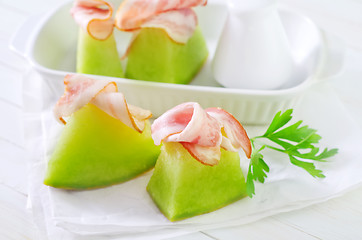 Image showing melon and ham