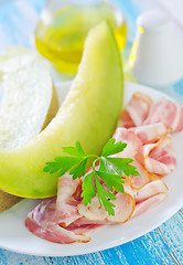 Image showing melon with ham