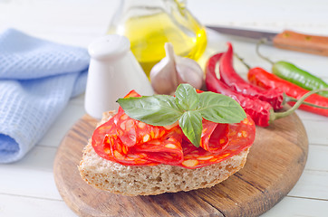 Image showing bread with salami