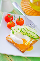 Image showing toast with poached eggs