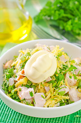 Image showing salad with chicken and cheese