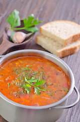 Image showing soup with meat and rice