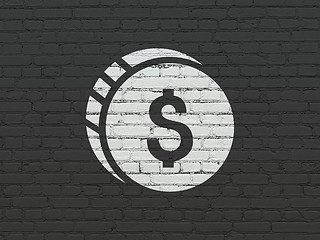 Image showing Banking concept: Dollar Coin on wall background