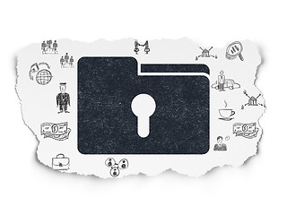 Image showing Business concept: Folder With Keyhole on Torn Paper background