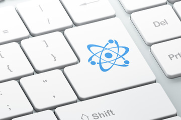 Image showing Science concept: Molecule on computer keyboard background