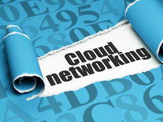 Image showing Cloud networking concept: black text Cloud Networking under the piece of  torn paper