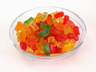 Image showing Dish of Gummy Bears