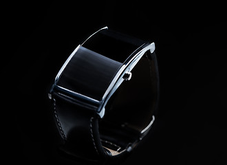 Image showing close up of black smart watch