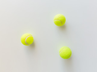 Image showing close up of three yellow tennis balls