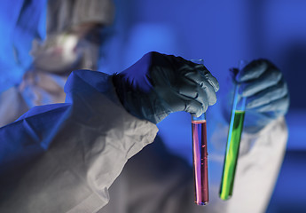 Image showing close up of scientist making test in laboratory