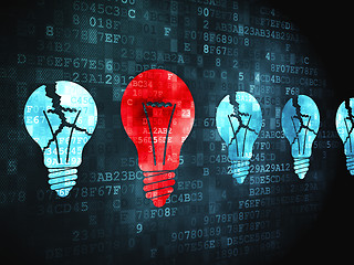 Image showing Finance concept: Lightbulb on digital background