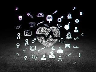 Image showing Medicine concept: Heart in grunge dark room