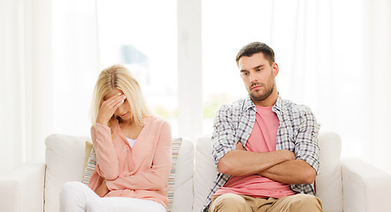 Image showing unhappy couple having argument at home