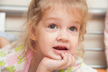 Image showing Portrait of cheerful three-year girl