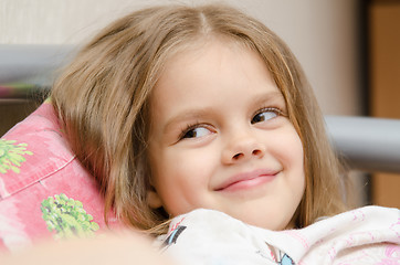 Image showing Five-year girl cute smile looking to the left