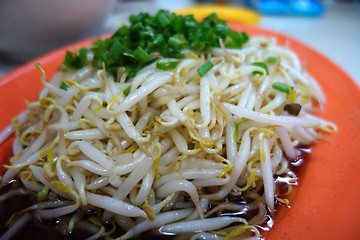 Image showing Boiled bean sprouts with soya source