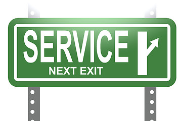 Image showing Service green sign board isolated