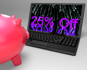 Image showing Twenty-Five Percent Off On Laptop Showing Special Promotions