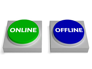 Image showing Offline Online Buttons Shows Off-Line Or On-Line