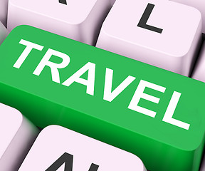 Image showing Travel Key Means Explore Or Journeys\r