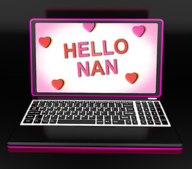 Image showing Hello Nan With Hearts Shows Message And Best Wishes