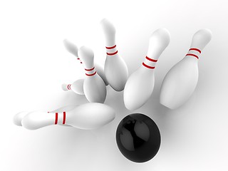 Image showing Bowling Strike Shows Winning Skittles Game