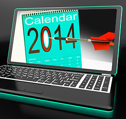 Image showing Calendar 2014 On Laptop Showing Future Plans