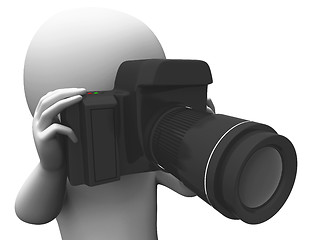 Image showing Photography Character Shows Taking A Photo Dslr And Photograph