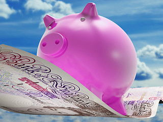 Image showing Pounds Note Pig Shows Prosperity And Investment