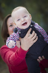 Image showing Little Baby Boy Having Fun With Mommy Outdoors