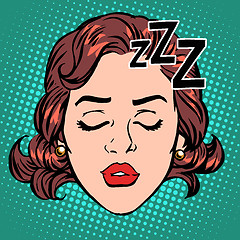 Image showing Emoji icon woman face sleep