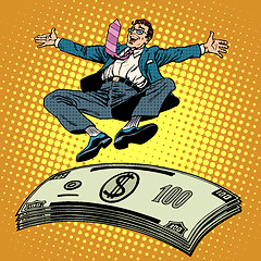 Image showing Business success businessman money trampoline