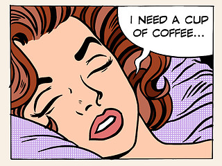 Image showing woman dreams morning cup coffee