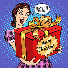 Image showing Woman with Christmas gift