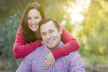 Image showing Attractive Caucasian Couple Portrait Outdoors