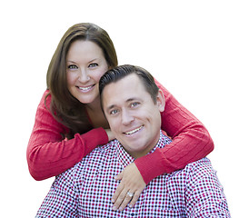 Image showing Attractive Happy Caucasian Couple Portrait Isolated on White