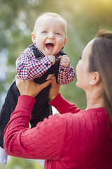 Image showing Little Baby Boy Having Fun With Mommy Outdoors