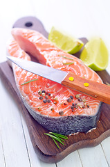 Image showing raw salmon steak