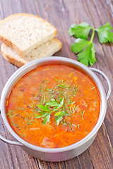 Image showing soup with meat and rice