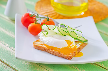 Image showing toast with poached eggs