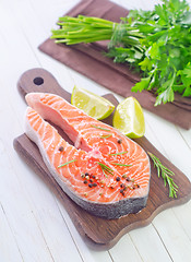 Image showing raw salmon steak