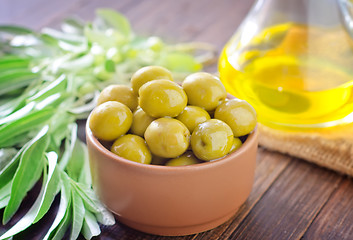 Image showing green olives