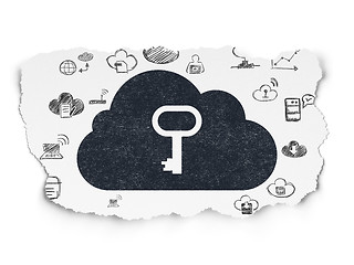 Image showing Cloud technology concept: Cloud With Key on Torn Paper background