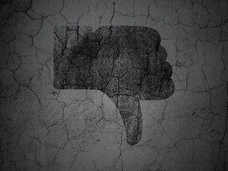 Image showing Social network concept: Thumb Down on grunge wall background