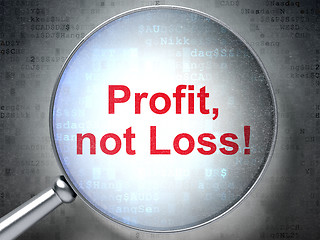 Image showing Finance concept: Profit, Not Loss! with optical glass