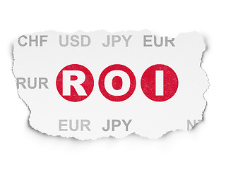 Image showing Business concept: ROI on Torn Paper background