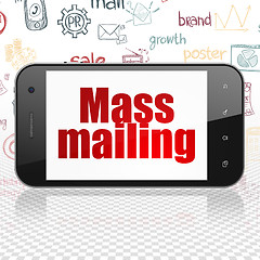Image showing Marketing concept: Smartphone with Mass Mailing on display