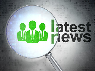 Image showing News concept: Business People and Latest News with optical glass