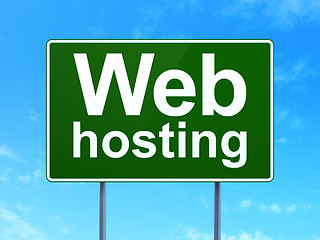 Image showing Web design concept: Web Hosting on road sign background